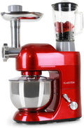 Klarstein Robot Patissier Multifonctions – 1800 W, 5 L / 1,5 L, rouge/gris