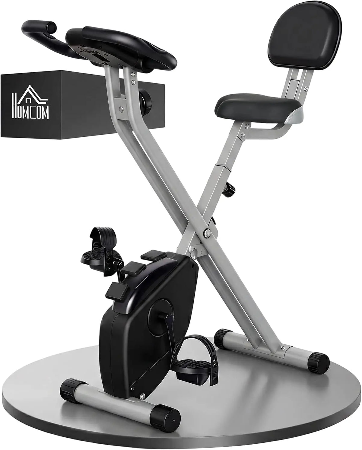 HOMCOM Vélo d'Appartement Pliable Magnétique 8 Niveaux de Résistance – gris/noir