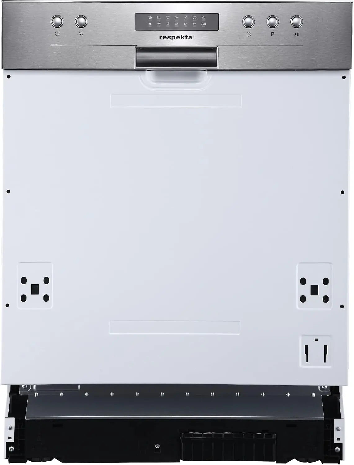 Respekta Lave-vaisselle semi-intégré 60 cm / Lave-vaisselle encastrable avec 6 programmes / Départ – 92 kW, 11 L, blanc/gris