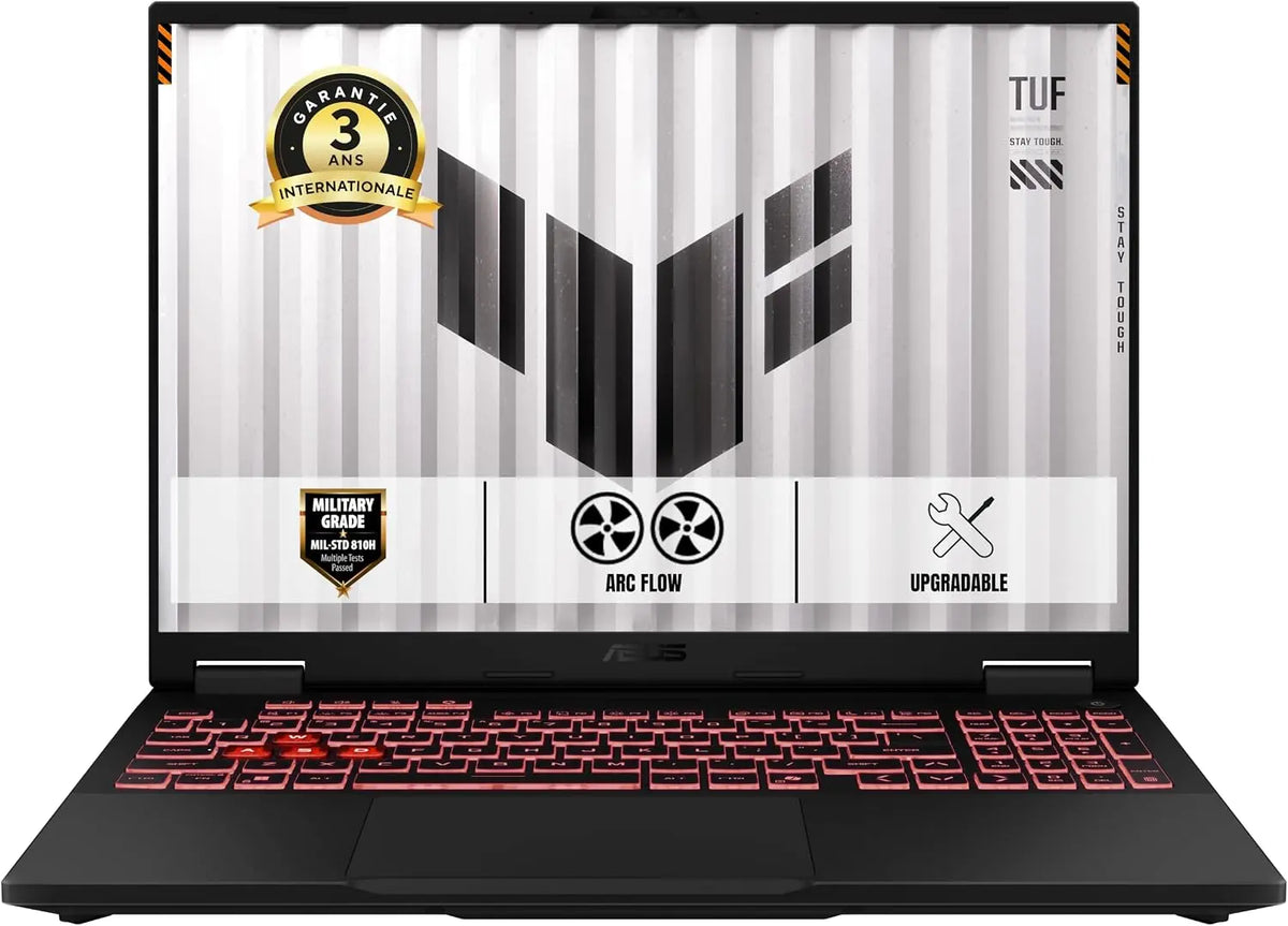 ASUS TUF pour le jeu A16-TUF608UH-RV054W 16 Pouces FHD Plus 165Hz Pc portable Processeur AMD Ryzen 7 – NVIDIA RTX 5050, 16 Go / 512 Go, noir