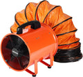 VEVOR Ventilateur d'Extraction 300 W Extracteur d'Air Conduit Industriel 254 mm Tuyau d'Extraction 10 m – 298 x 293 x 370 mm, 50 Hz, orange/rouge