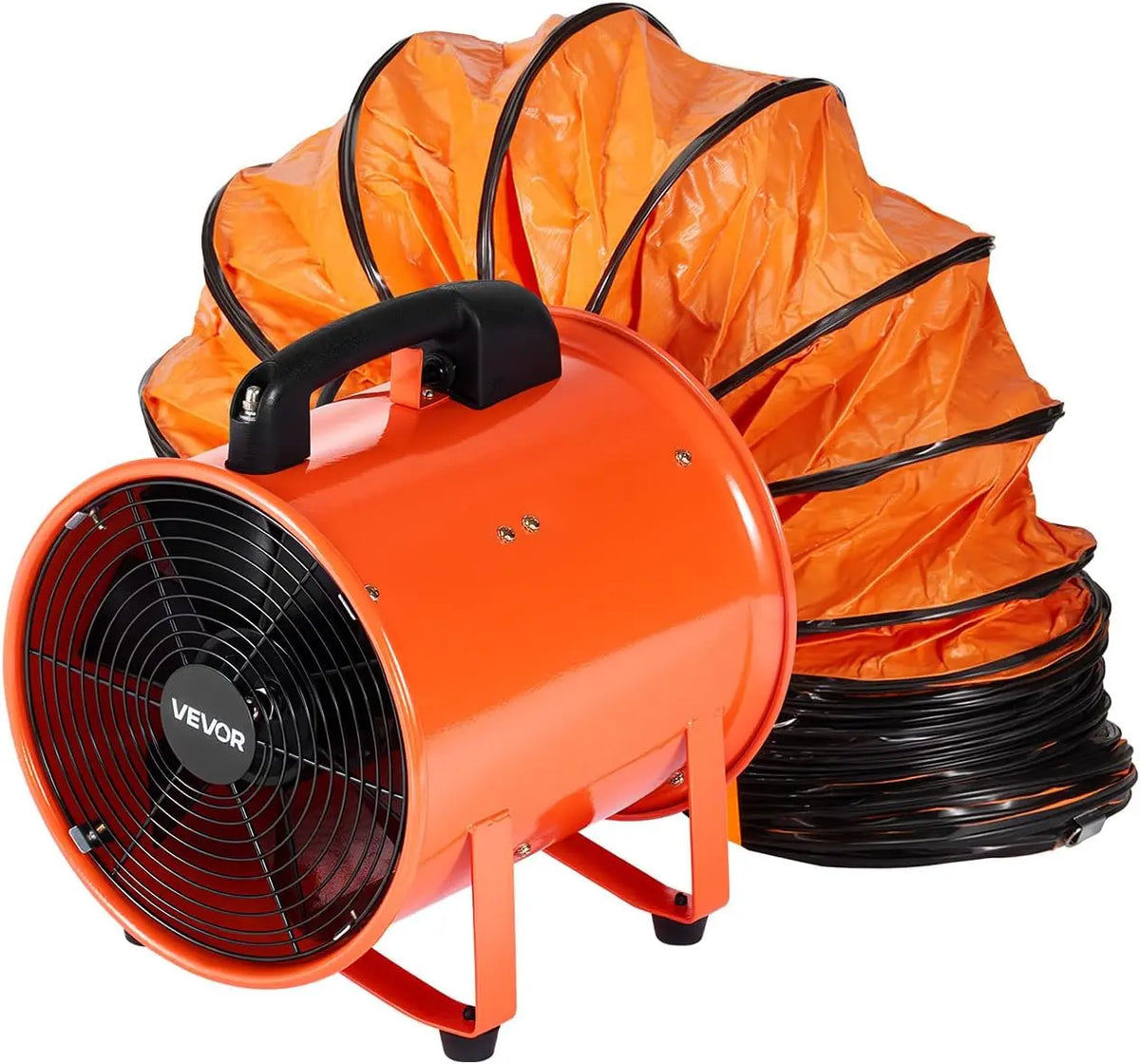 VEVOR Ventilateur d'Extraction 300 W Extracteur d'Air Conduit Industriel 254 mm Tuyau d'Extraction 10 m – 298 x 293 x 370 mm, 50 Hz, orange/rouge