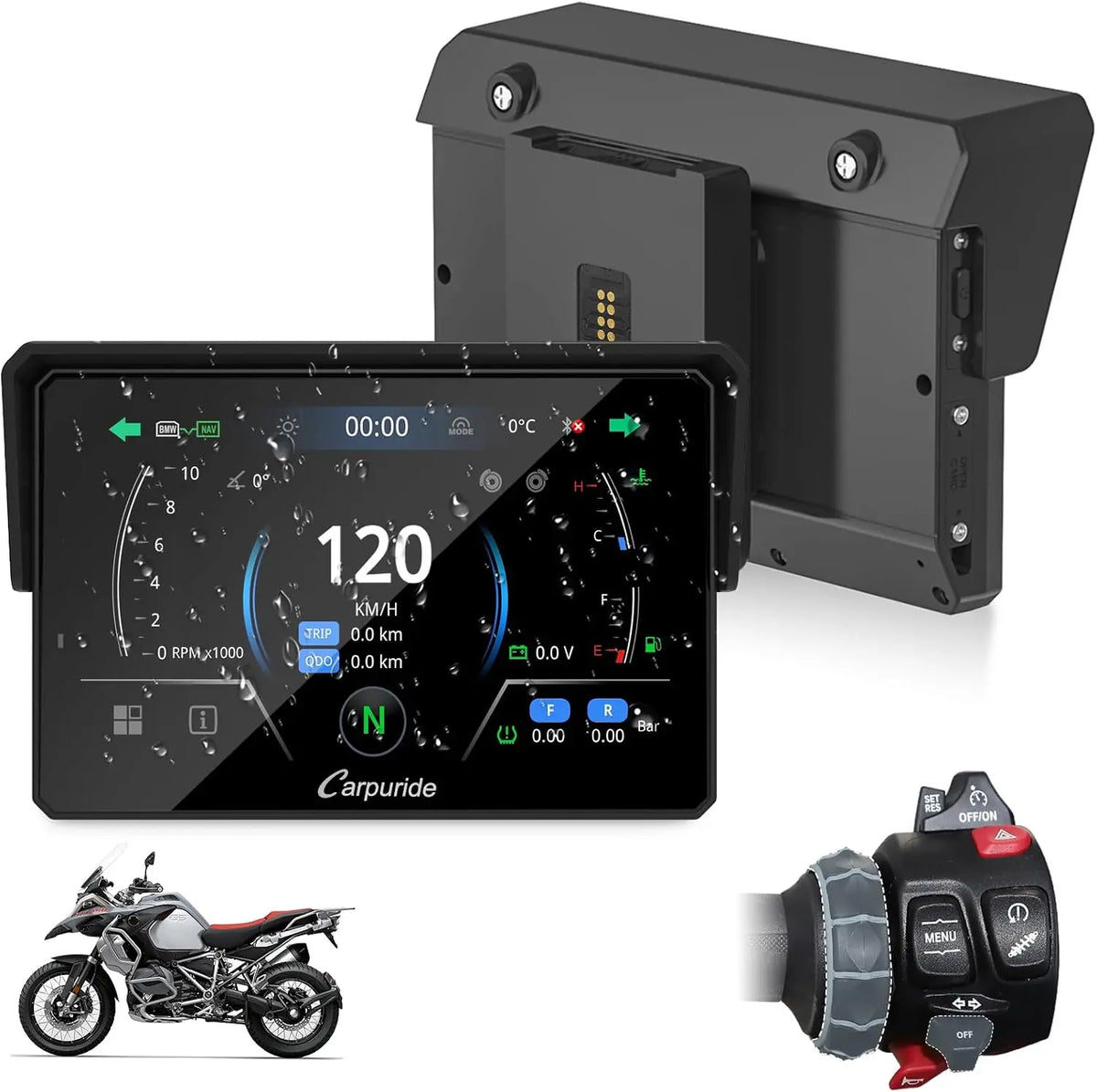CARPURIDE W502BS Pro 5' pour BMW Moto équipement multimédia pour véhicule – gris/noir