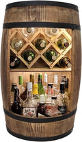 WEECO Tonneau Bar en Bois avec Éclairage LED – 80 x50 cm, 40 bouteilles, marron
