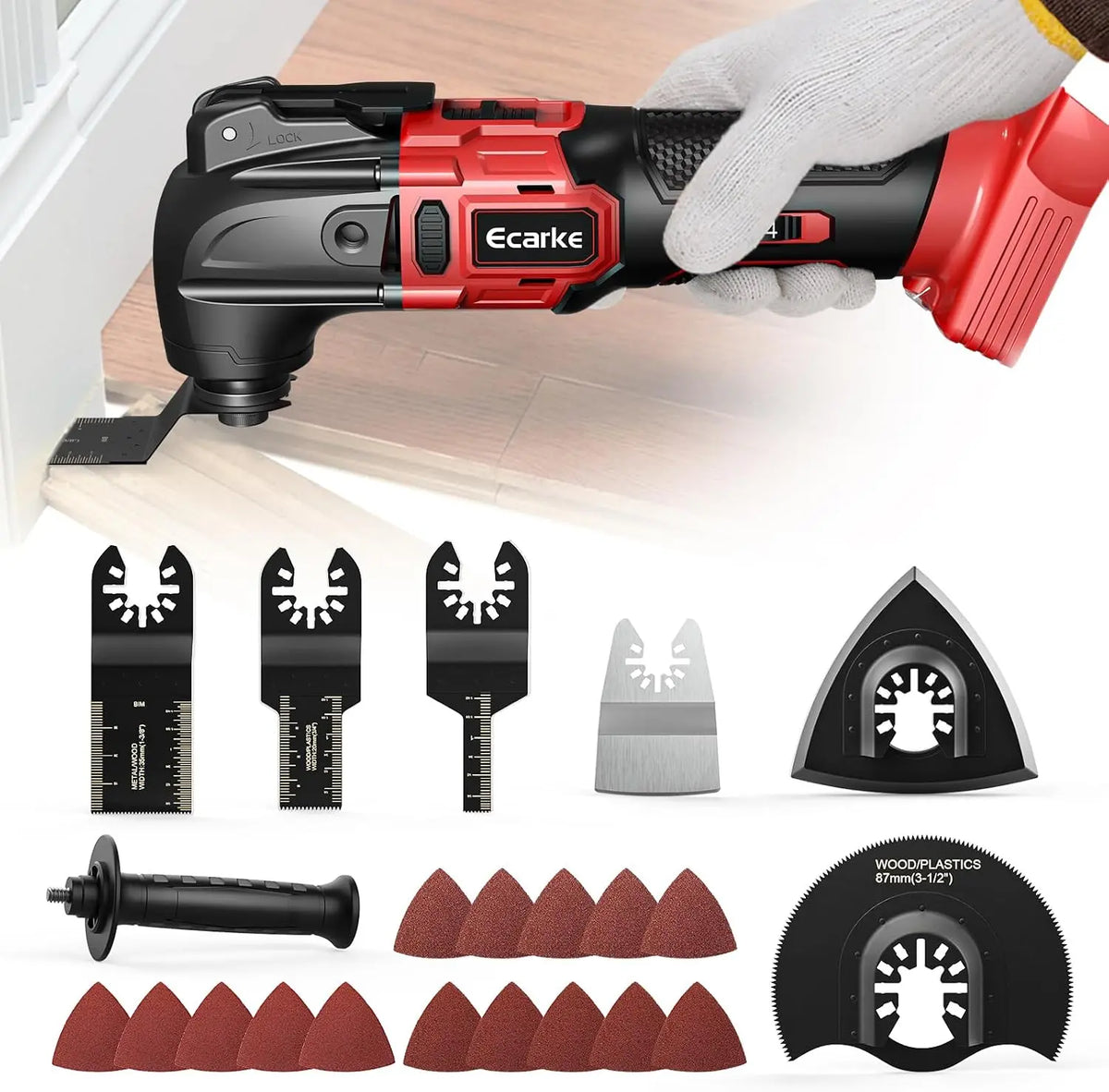 Ecarke Outil Multifonction Sans Fil Compatible avec Batterie Mil-waukee 18V Li-Ion – rouge