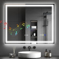 HOMCOM Miroir Salle de Bain Bluetooth avec Éclairage LED 80 x 100 cm Argent – argenté