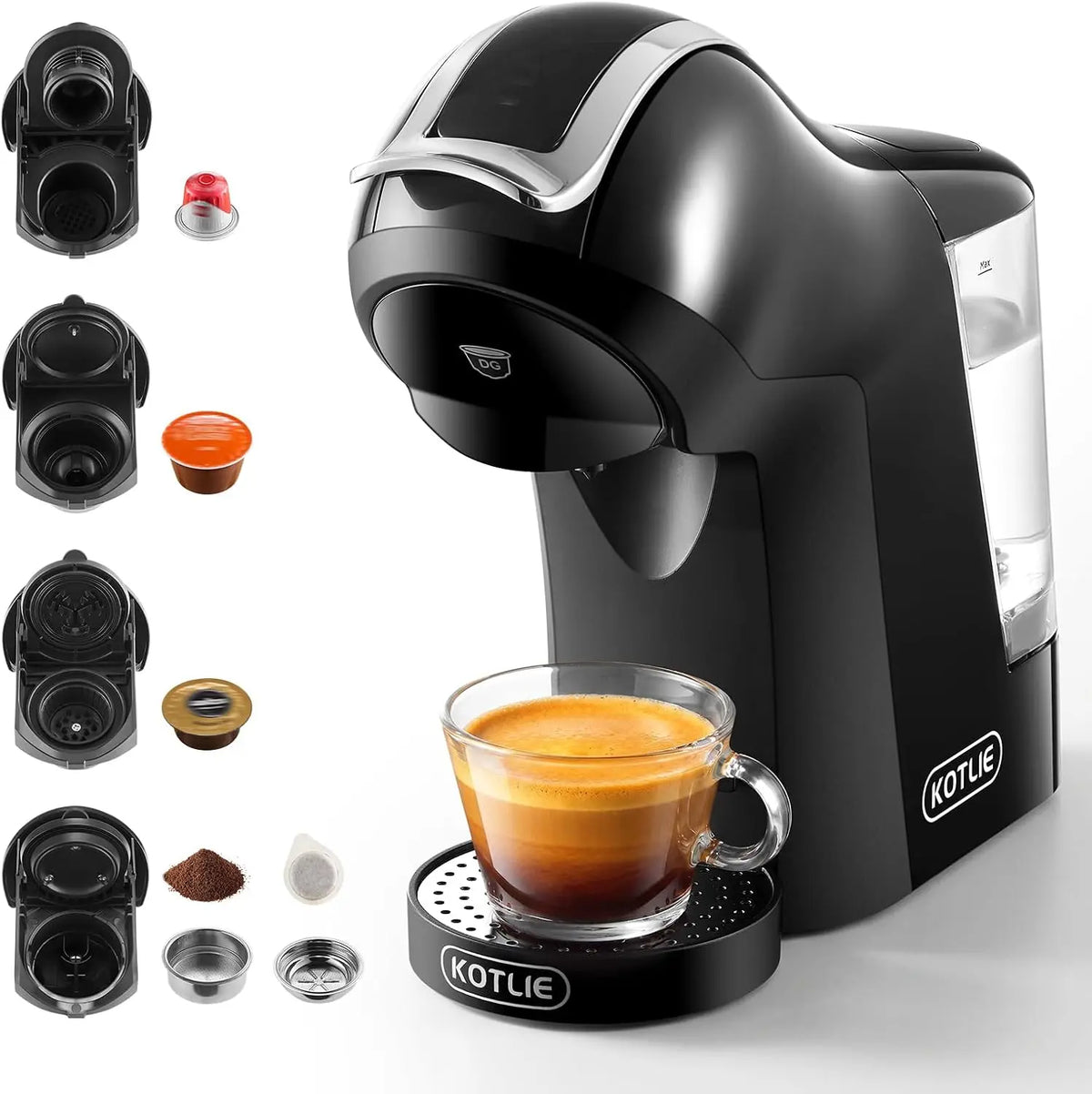 KOTLIE 308B Machine à Café Multi Capsules 5 – 1400 W, 1 L, gris/noir