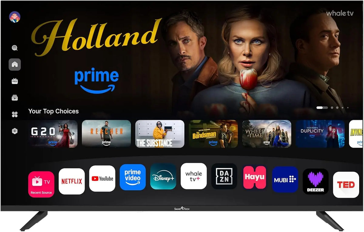 Smart Tech téléviseur QLED 4K UHD 43' 108 cm téléviseur connecté Whale OS-43QH02V- Molotov – noir