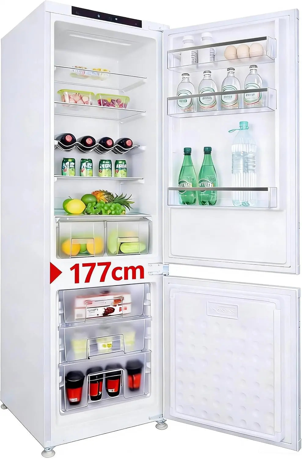 Frigo congelateur encastrable réfrigérateur – 248 litres / 186 litres, gris/blanc