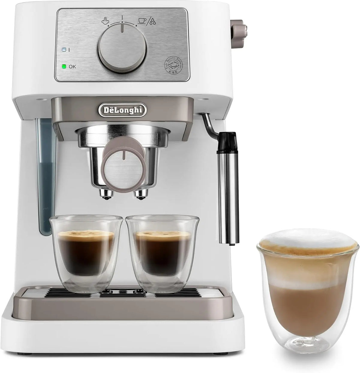 De'Longhi Stilosa - Machine à Espresso Manuelle avec Mousseur à Lait Manuel – gris