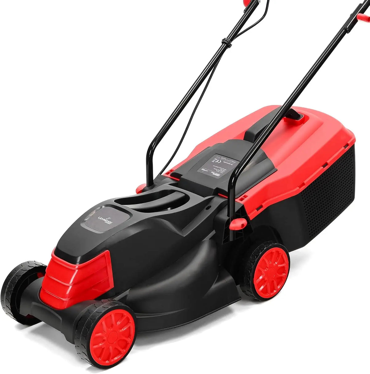 Lehmann Tondeuse à Gazon Électrique – 1200 W, noir/gris/rouge