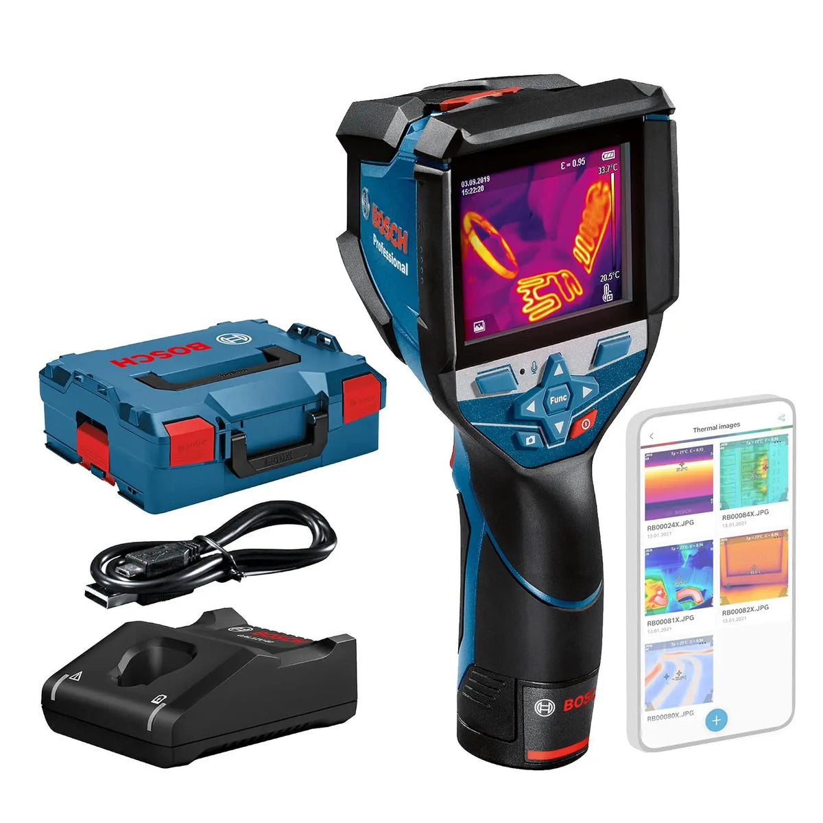 Bosch Professional Caméra thermique GTC 600 C 12V système 1 batterie 12 V – 2,0 Ah, noir/bleu/gris