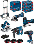 BOSCH Kit 18V BK501 GST 18 V-LI S + GKS 18 V-LI + GBH 18V-21 + GWS 18-125 V-LI + GSR 18V-55 + 3 Batteries – bleu/gris
