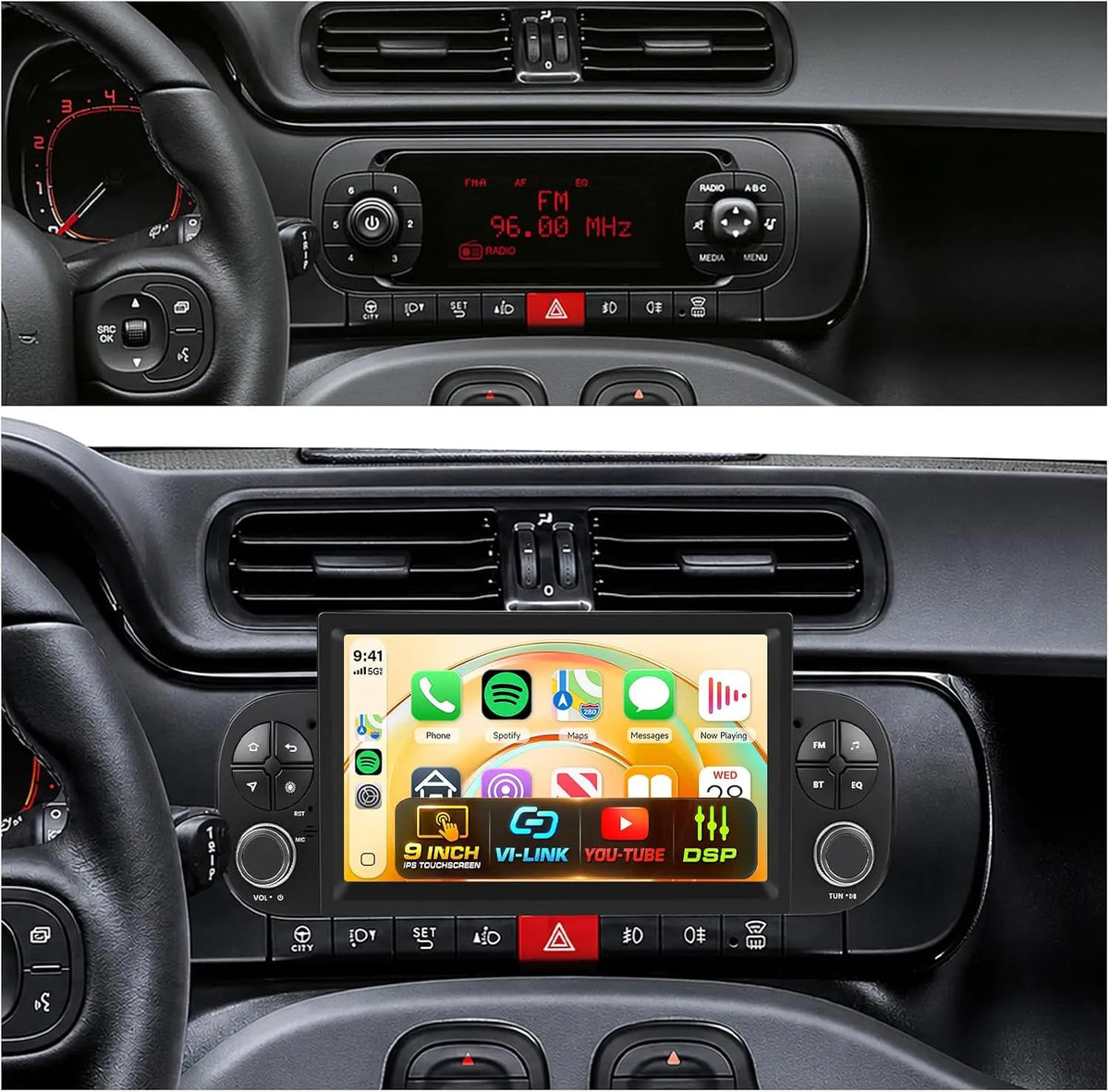 VECHTEL Autoradio Linux 7 Pouce pour Fiat Panda 2013-2020 – sans fil, noir/gris