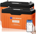 ECO-WORTHY Batterie Lithium 12V 314Ah EnergyTrek *2 batterie lifepo4 Bluetooth avec écran – 8038 Wh, orange/noir