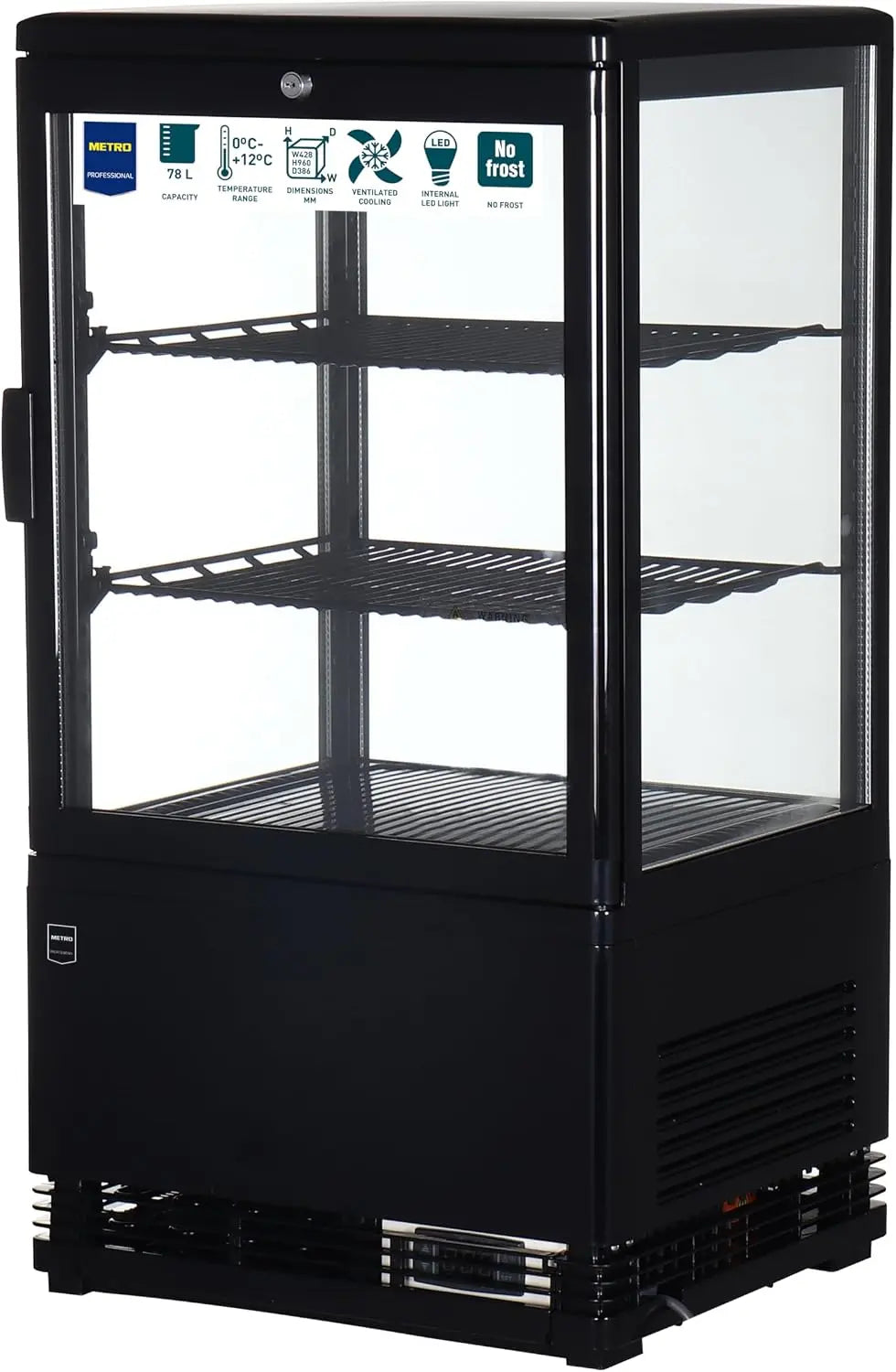 METRO Professional Vitrine Réfrigérée GGC2058B – 2,6 kWh, 42,8 x 38,6 x 81 cm, noir