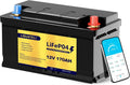 Batterie au lithium LiFePO4 12 V 170 Ah intégrée 150 A BMS – 2176 WH, noir/gris