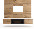 Deconation Ensemble Meuble téléviseur Mural Switch Prk avec Cheminée Bioéthanol - Bois MDF Chêne Wotan – gris/beige