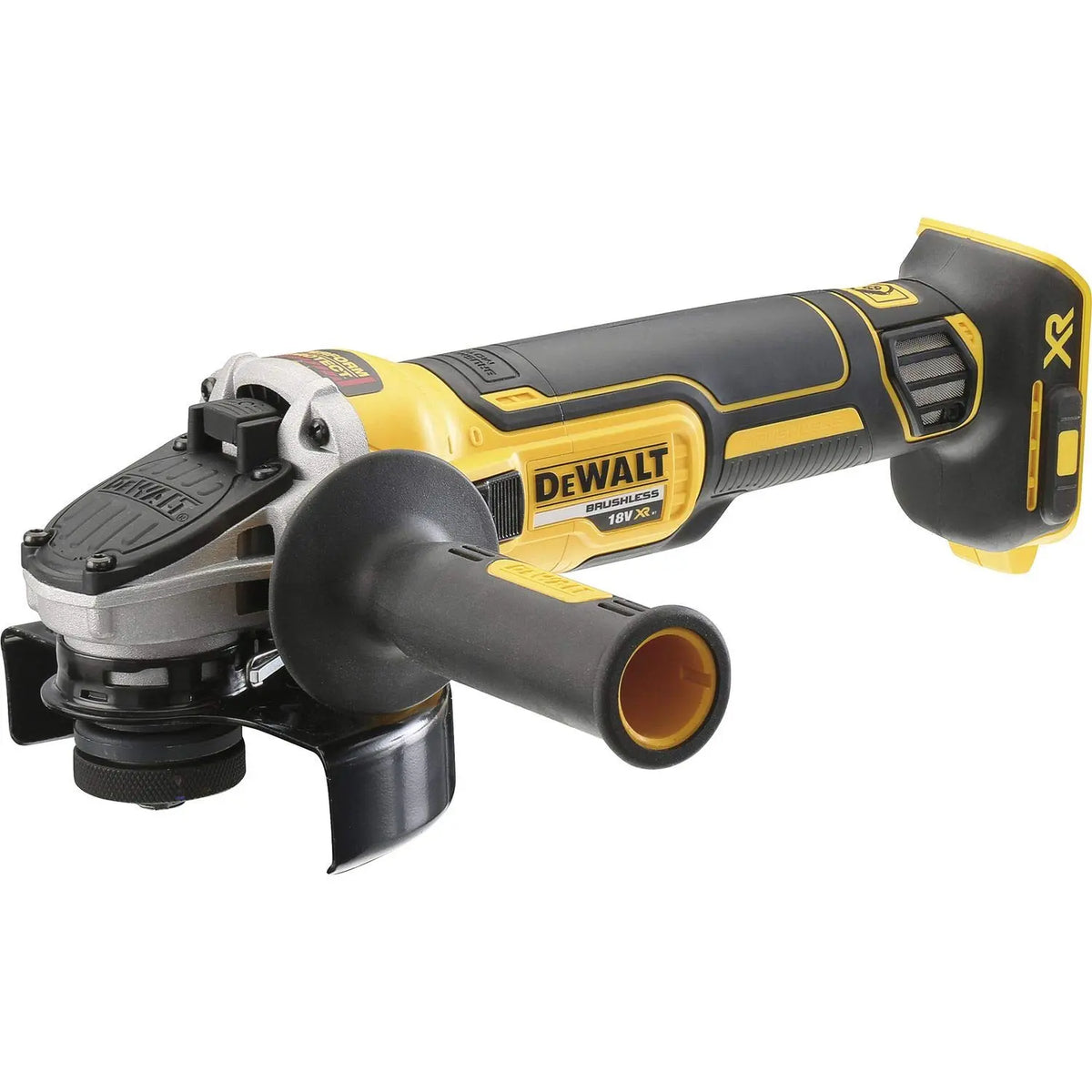DEWALT - Meuleuse XR 18 V - 125 mm sans balais - 9000 trs/min - arrêt du disque en moins de 2 secondes – 5 Ah, gris/noir