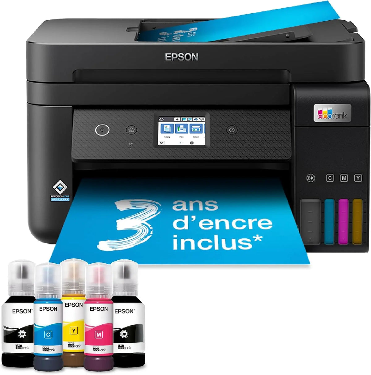 EPSON Imprimante multifonction A4 Wi-Fi EcoTank ET-4850 équipée de réservoirs d'encre – noir/gris/bleu