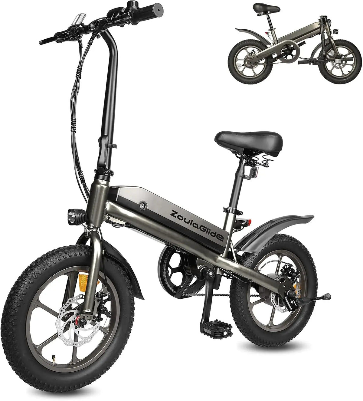 Vélo Électrique Pliable 16x3.0 – gris/noir