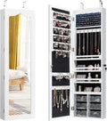 COSTWAY Armoire à Bijoux Murale avec 5 Lumières LED – 36,5 x 11,5 x 120 cm, blanc