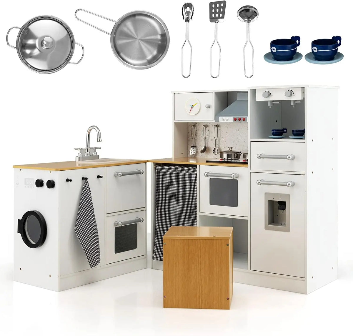DREAMADE Cuisine Enfant de 3+ Ans four à micro-ondes – blanc