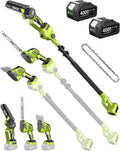 Supstable Kit de Jardin 6-en-1 Sans Fil : Mini Tronçonneuse & Taille-haie – 880 W, 4000 mAh, gris