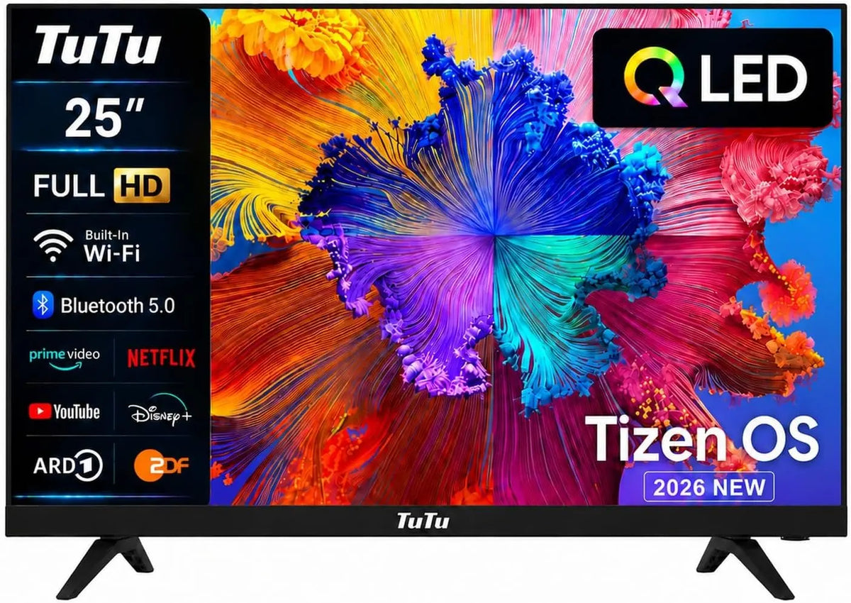 TuTu TU25Q1FQ-T8 téléviseur connecté 25 Pouces 64 cm – noir