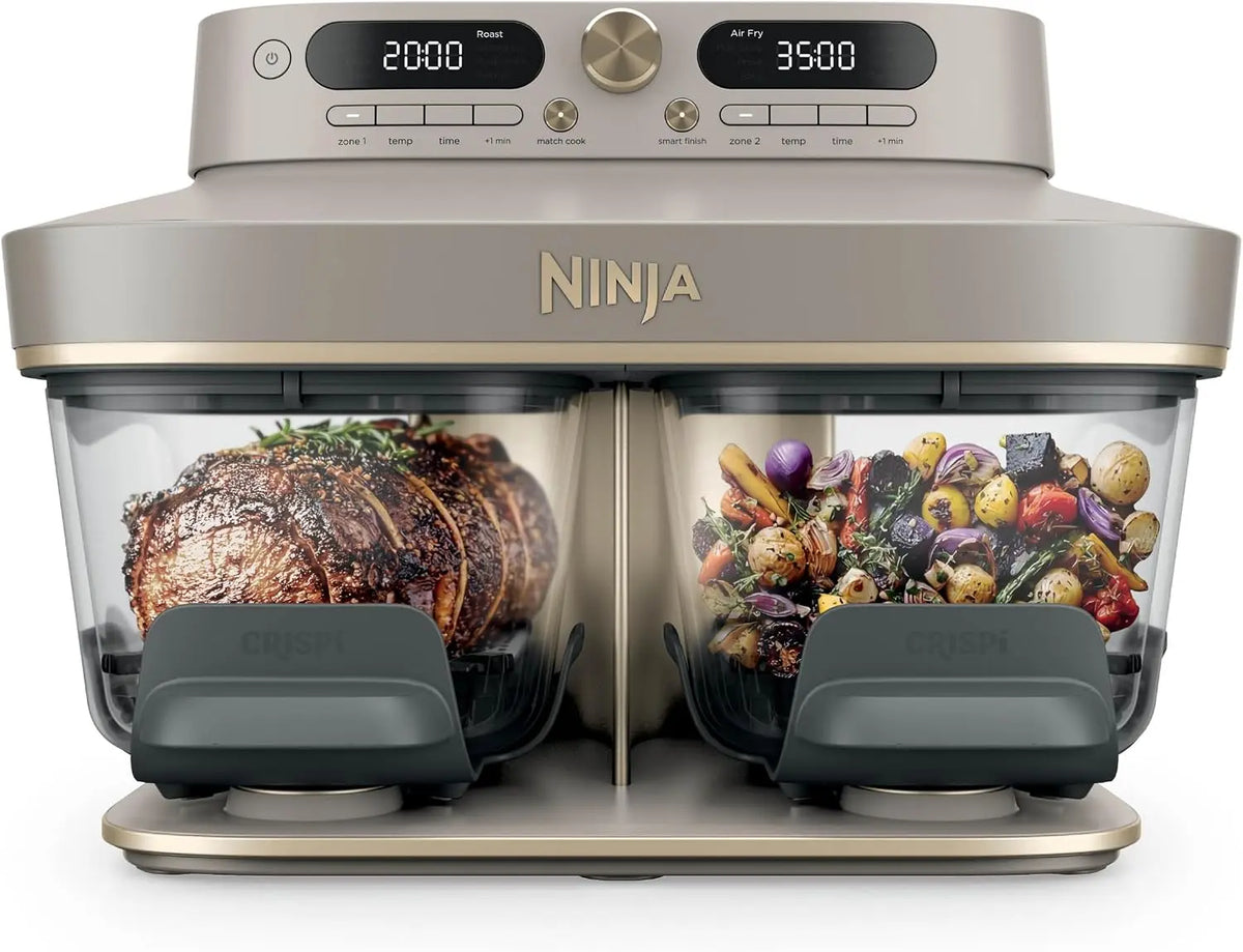 Ninja CRISPi DualZone Air fryer en verre 2 paniers – DD103EUSD1, 7,6 L / 3,8 L, gris