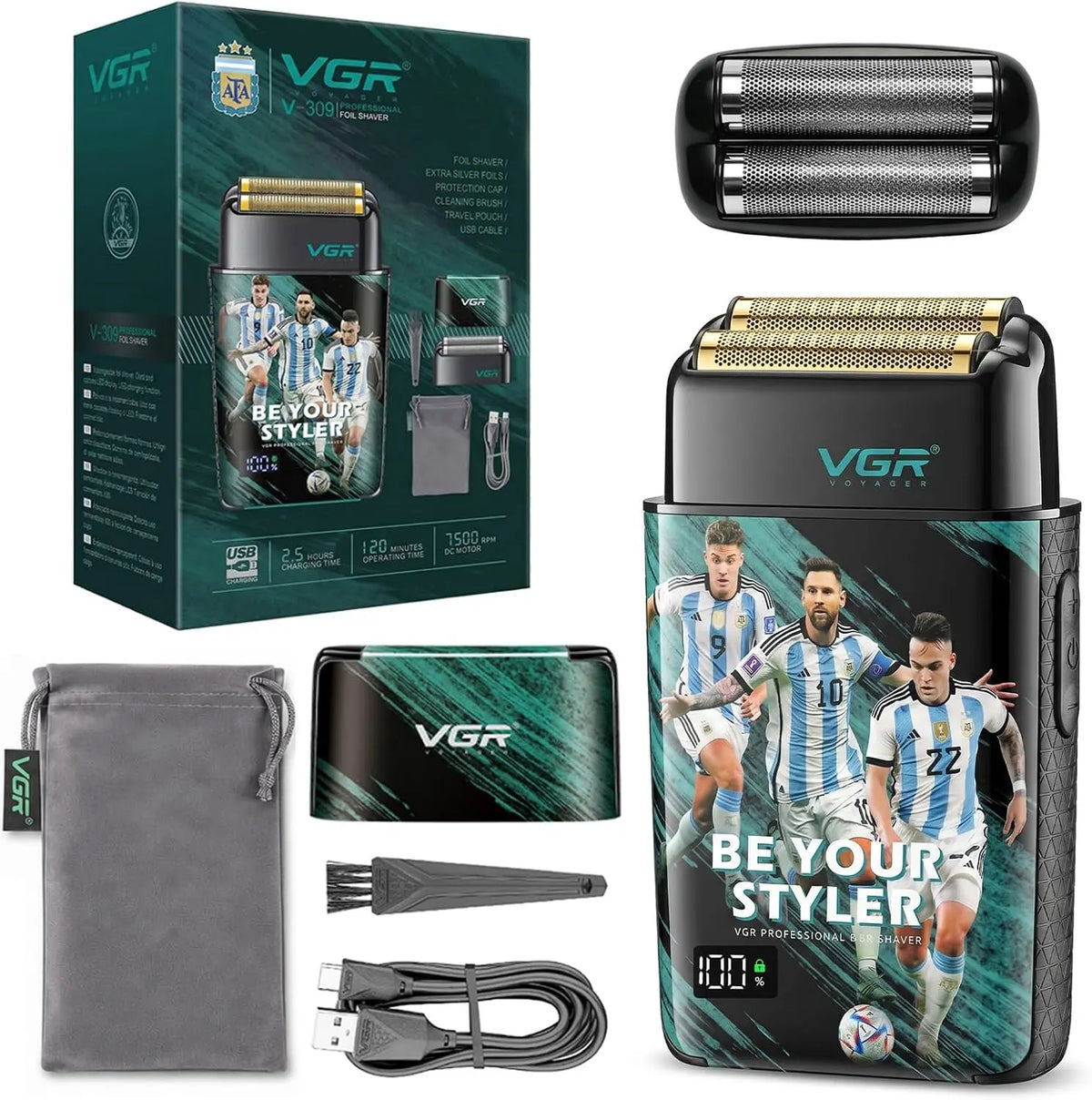 VGR rasoir – sans fil, 1200 mAh, gris/noir
