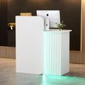 Comptoir Réception avec LED Compact Comptoir d'accueil Petit Bureau d'accueil avec Tiroirs Verrouillables – 44 x80 x100 CM, gris/noir