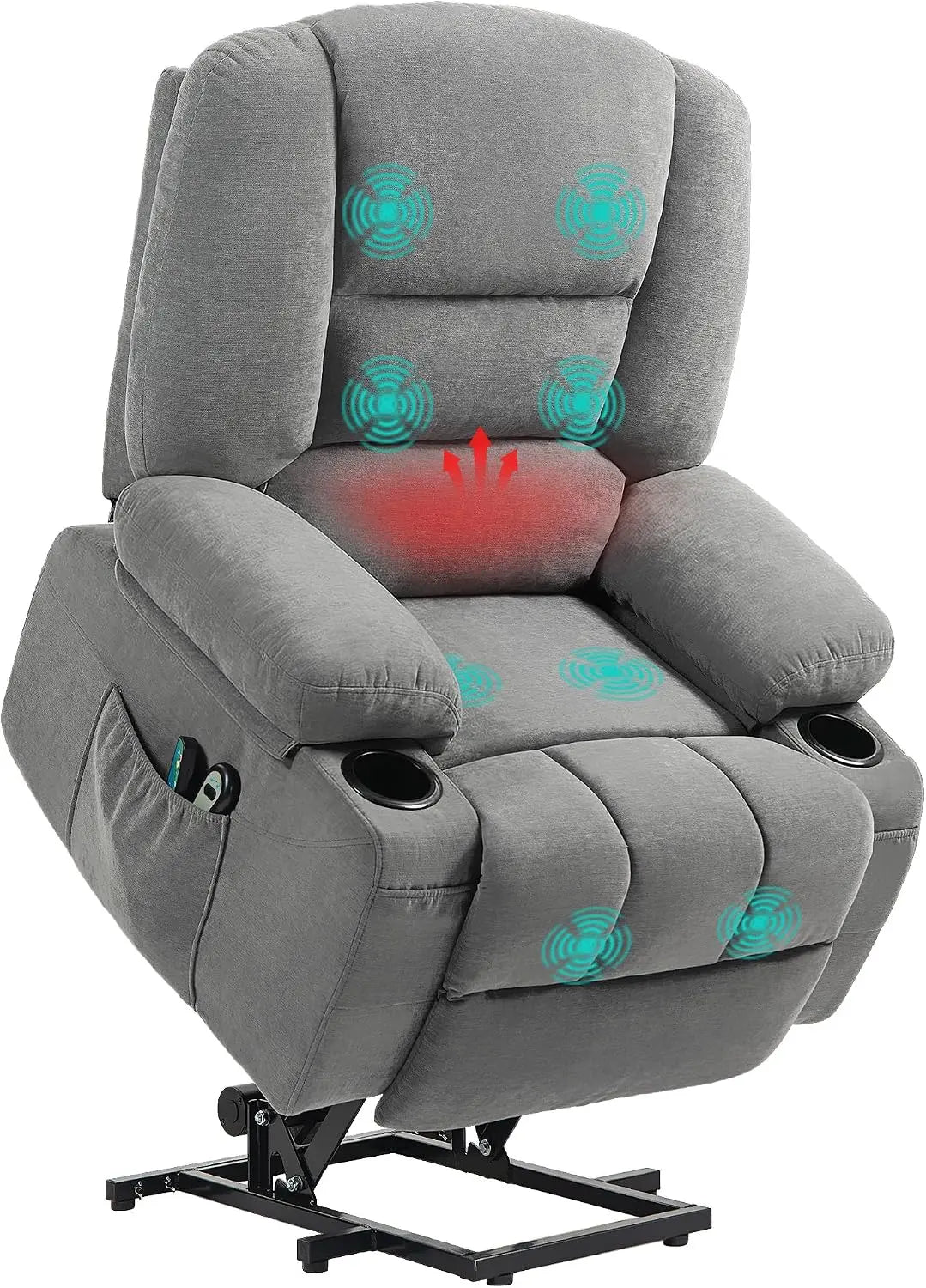 HOMCOM – Fauteuil Releveur Électrique Repose-Pied 89 x 90 x 102 cm Gris Foncé