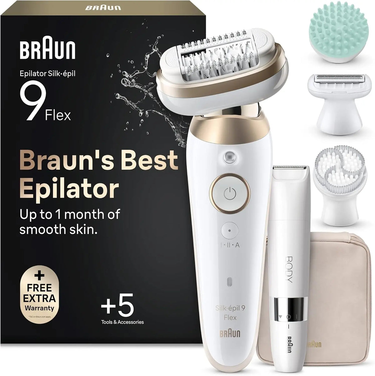 Braun Silk·épil 9 Flex SkinSpa Épilateur pour femme – noir/gris