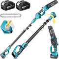 SEESII 2-en-1 8 Pouces Tronçonneuse télescopique & Mini tronçonneuse – 4000 mAh, gris/bleu
