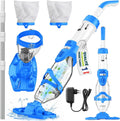 Tillvex Aspirateur de Piscine avec Batterie & Manche télescopique + Filtre – 15000 litres, 70 L/min, bleu/gris