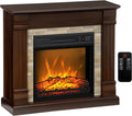 HOMCOM Cheminée Électrique Effet Flamme 1800W 80 x 21,6 x 67,8 cm Marron – appareil de chauffage