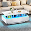 YITAHOME Table Basse Rectangulaire – gris/bleu/blanc